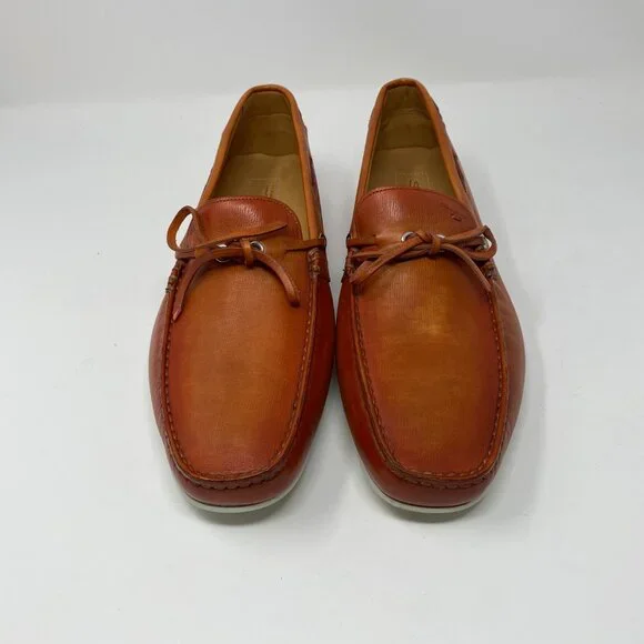 NEW santoni leather slip on loafers